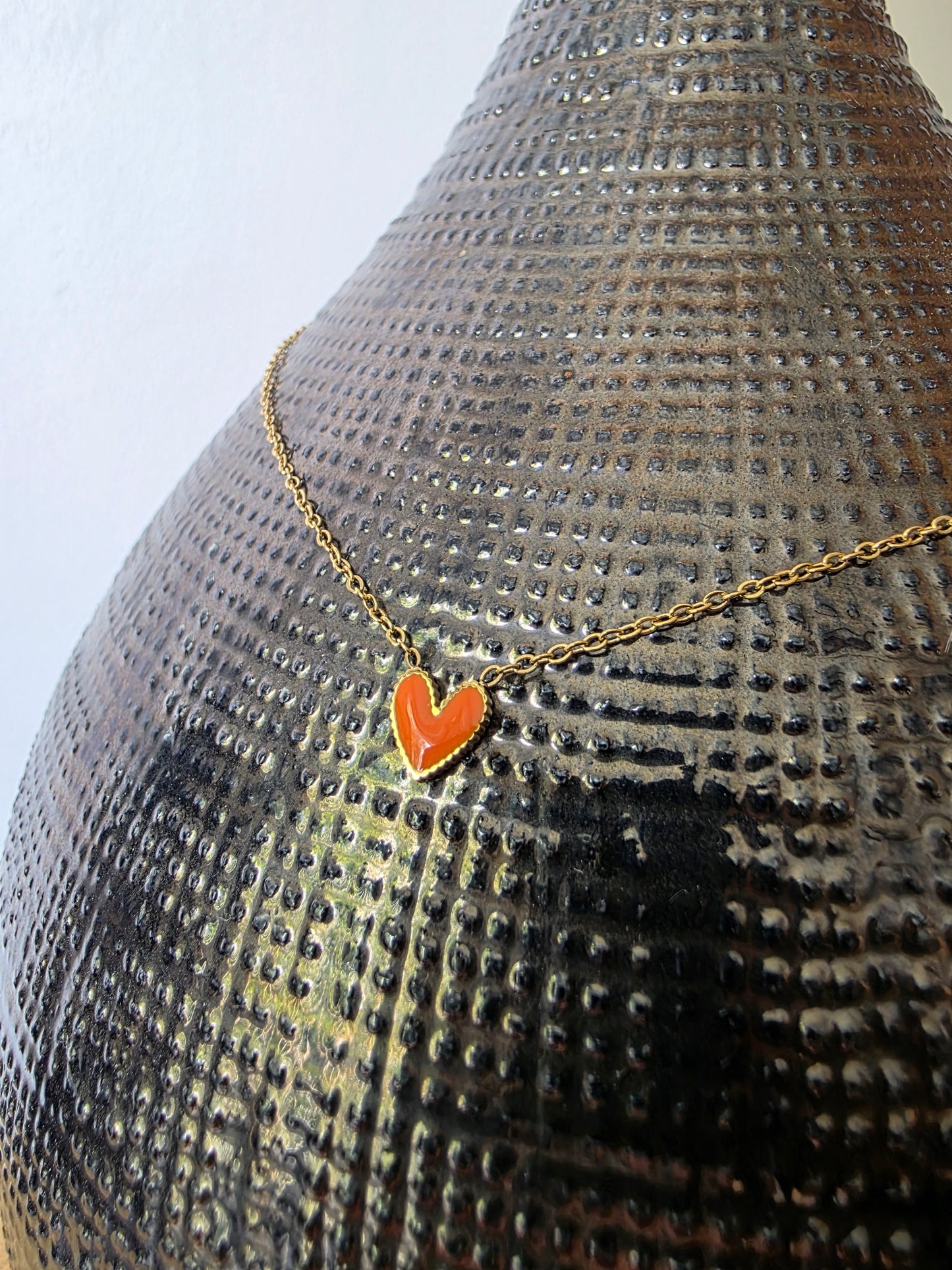 Petit cœur orange, collier 🧡