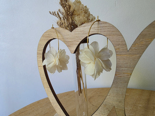 Créoles dorées et fleurs séchées blanches ✨️