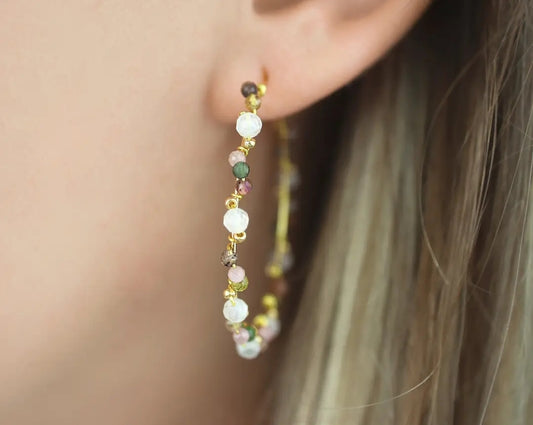 Créoles Tourmaline Pierre de lune🌙